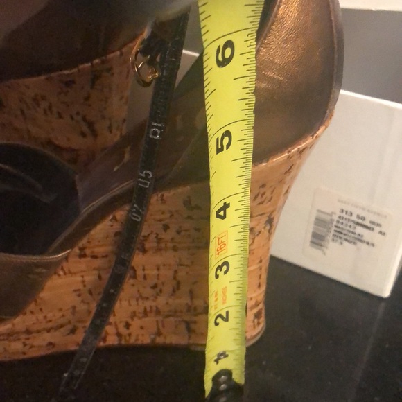 Dior wedged shoes 7.5 37.5 bronze gold gloss cork wedge authentic - Picture 14 of 16